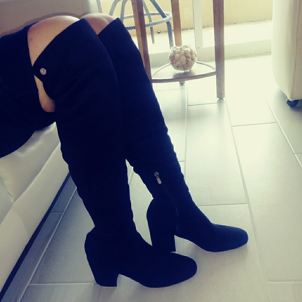 Black Suede Over the Knee Boots
